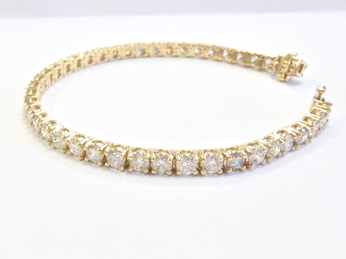 WEEK-LONG BLOWOUT SALE, 8.18 ct Natural Diamond Tennis Bracelet 14K Yellow Gold