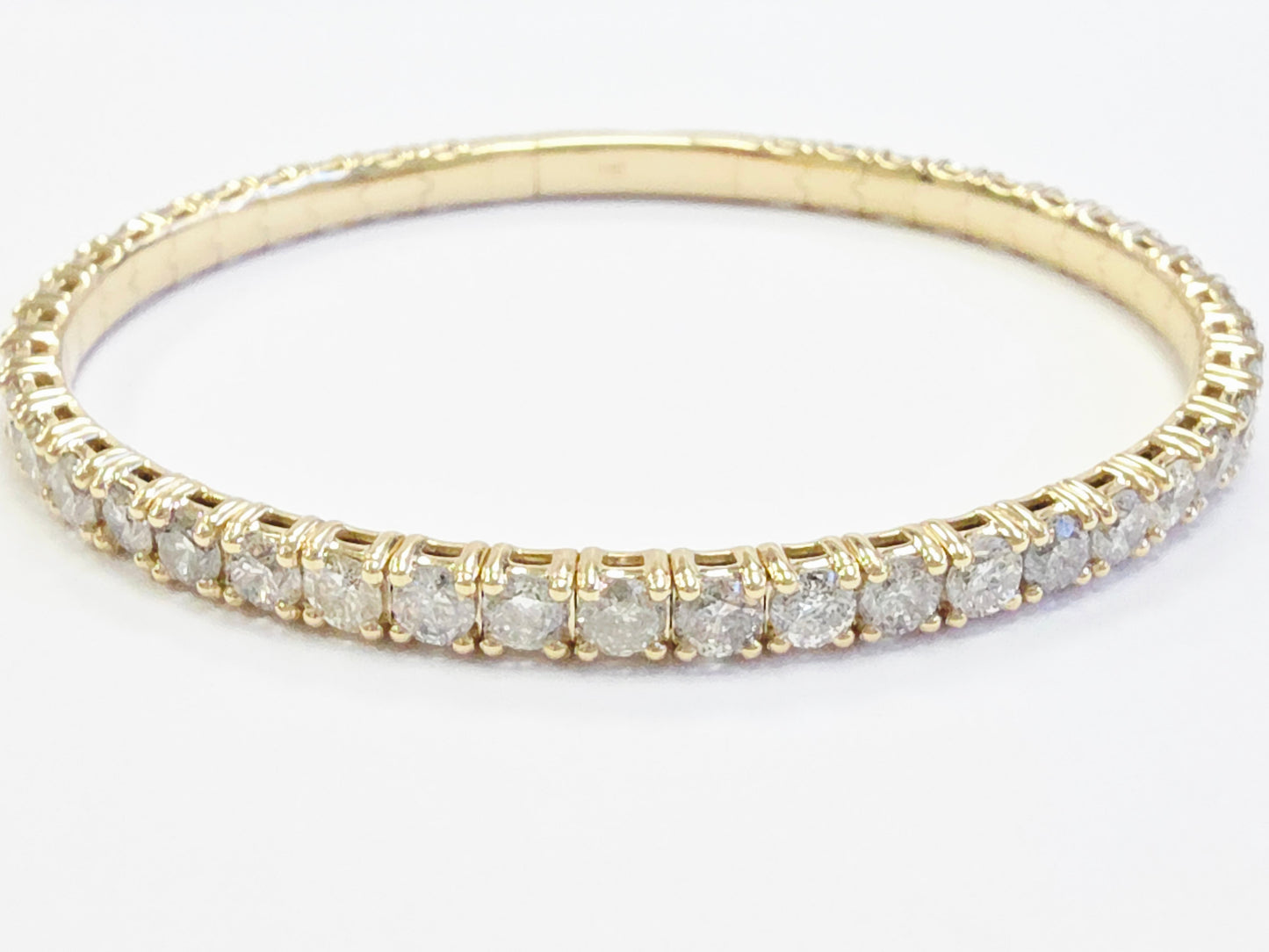 8.26 Ct Natural 14K Yellow Gold Flexible Diamond Bangle by Brillante Jewels