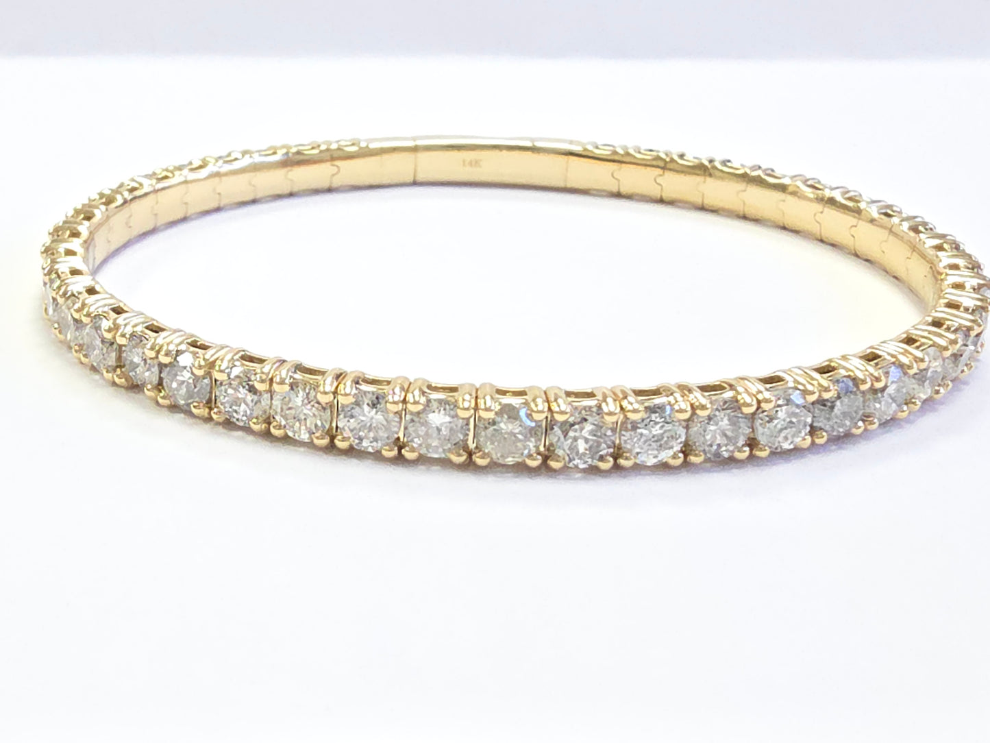 8.26 Ct Natural 14K Yellow Gold Flexible Diamond Bangle by Brillante Jewels