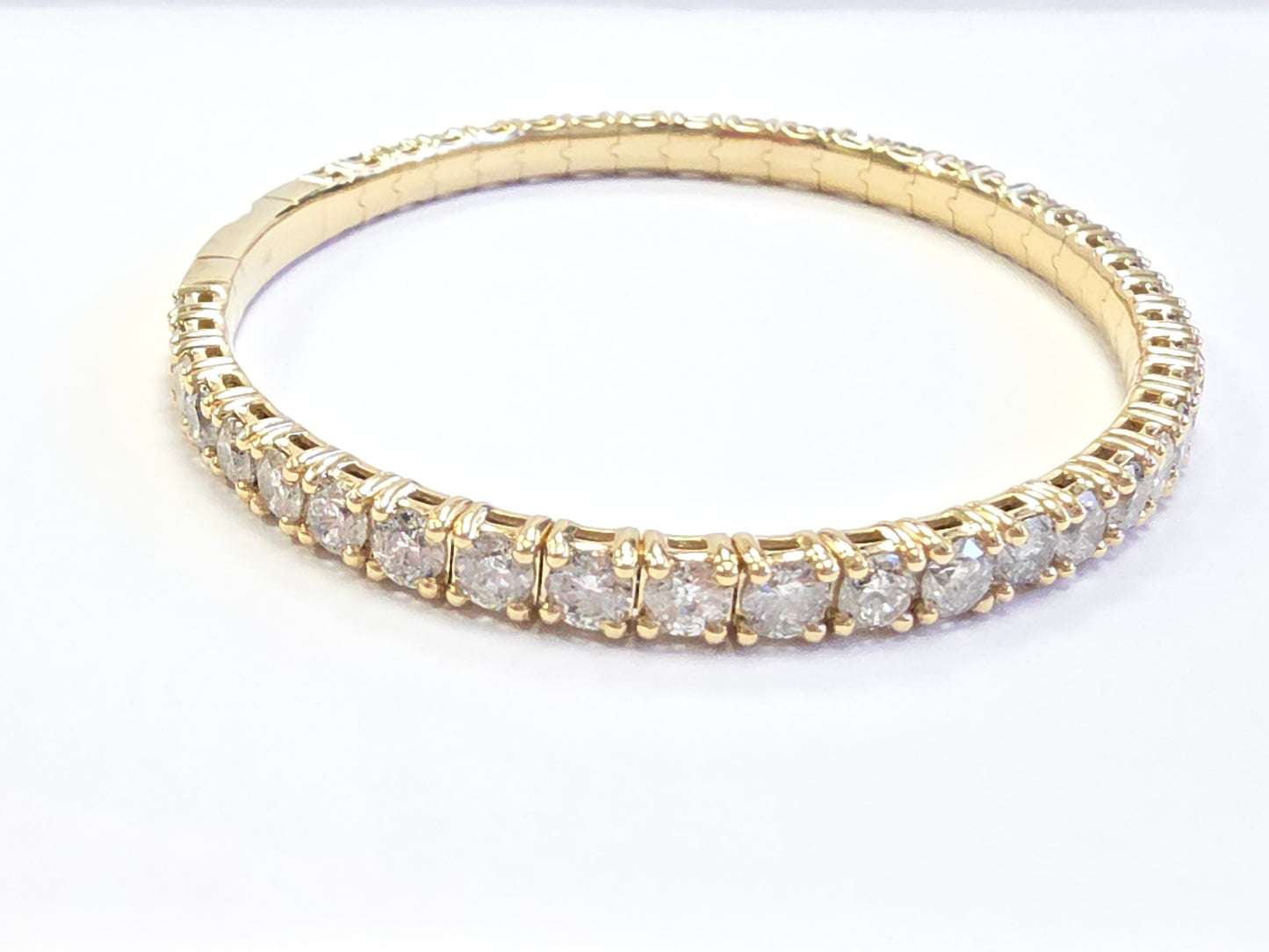 8.26 Ct Natural 14K Yellow Gold Flexible Diamond Bangle by Brillante Jewels