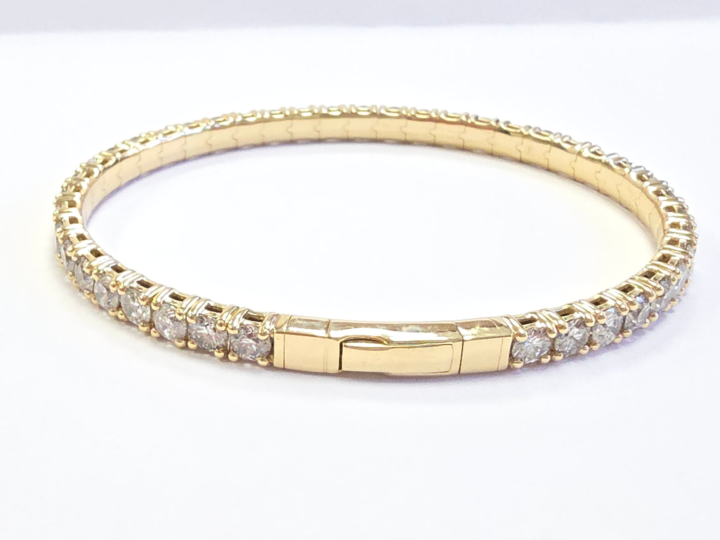 8.26 Ct Natural 14K Yellow Gold Flexible Diamond Bangle by Brillante Jewels