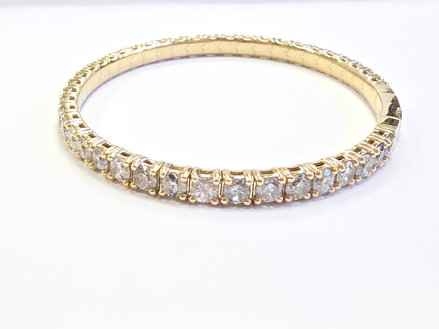 8.26 Ct Natural 14K Yellow Gold Flexible Diamond Bangle by Brillante Jewels