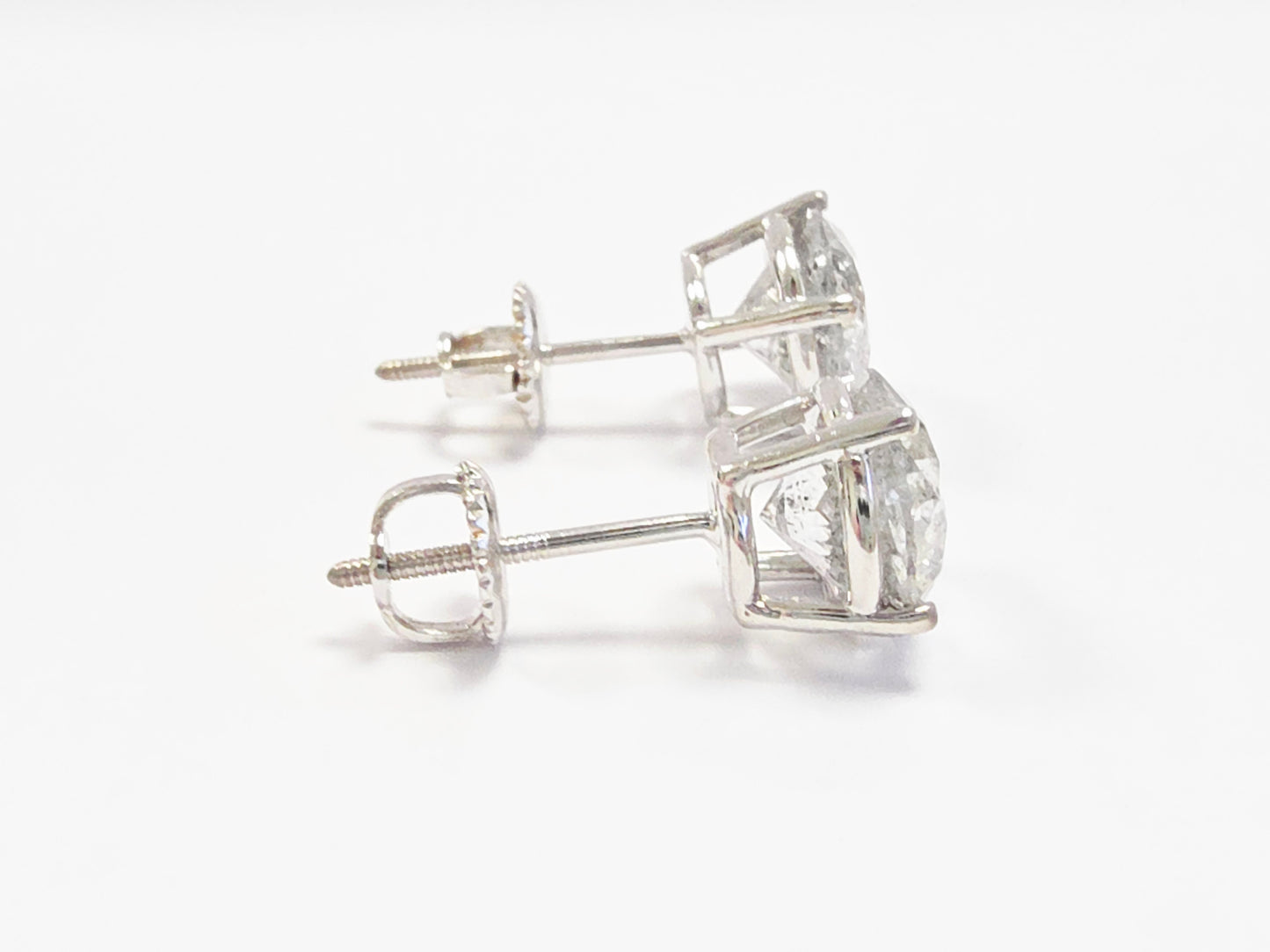 4.22 ct Round Diamond Stud Earrings in 14K White Gold