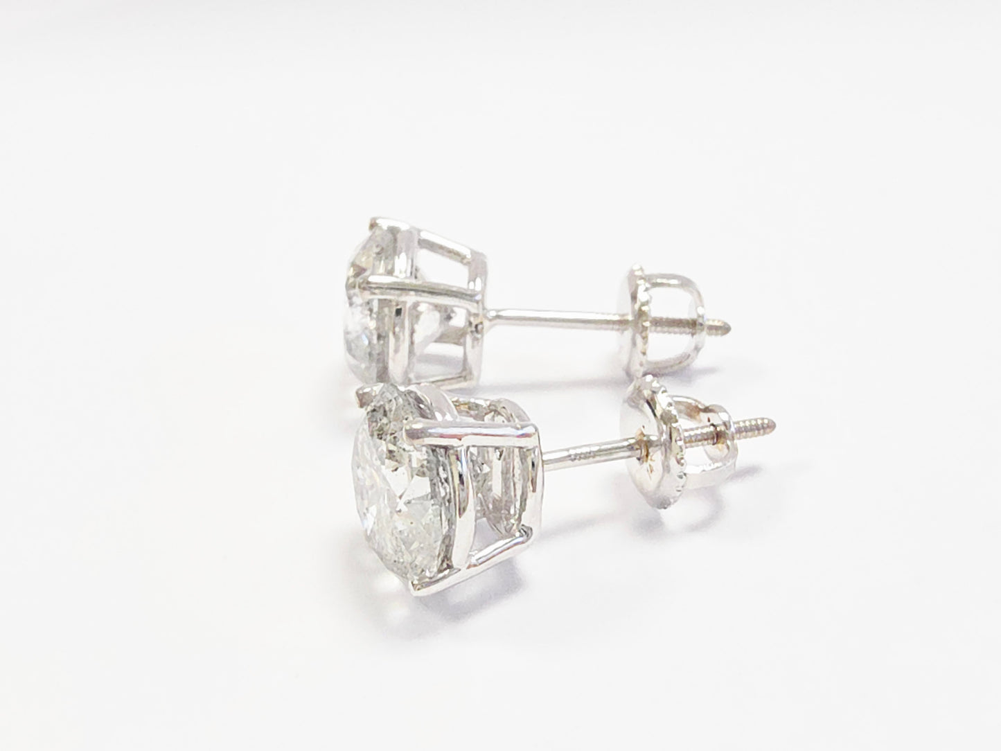 4.22 ct Round Diamond Stud Earrings in 14K White Gold