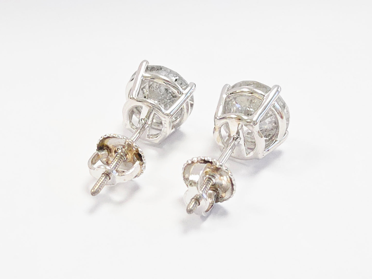 4.22 ct Round Diamond Stud Earrings in 14K White Gold