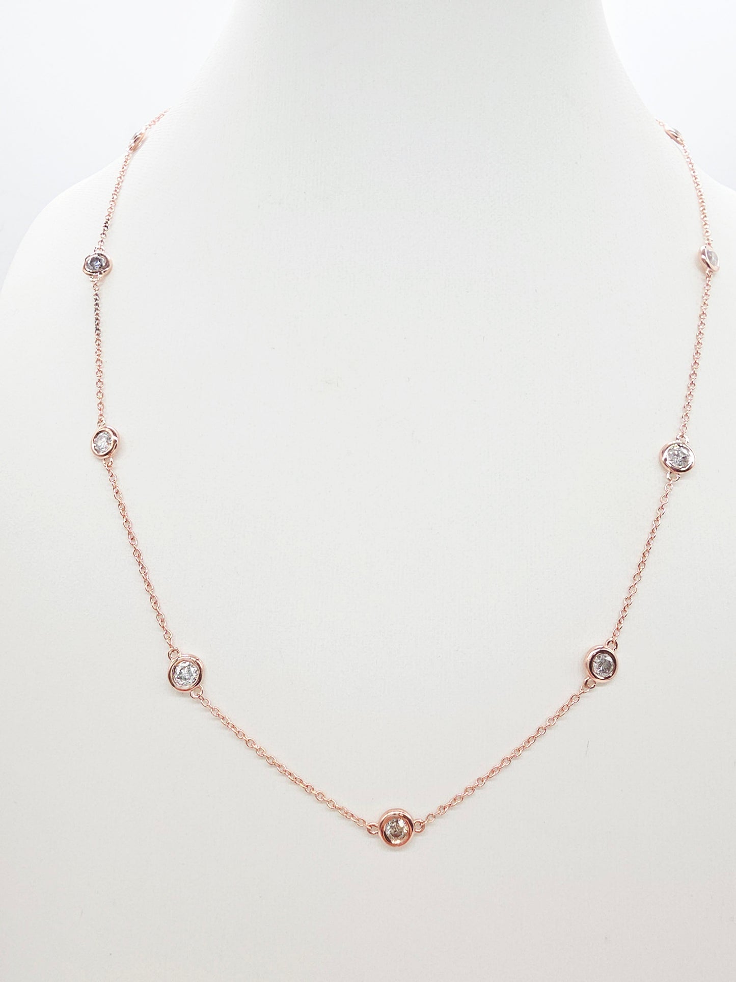 1.48 ct Natural Diamond by the Yard Necklace in 14K Rose Gold
