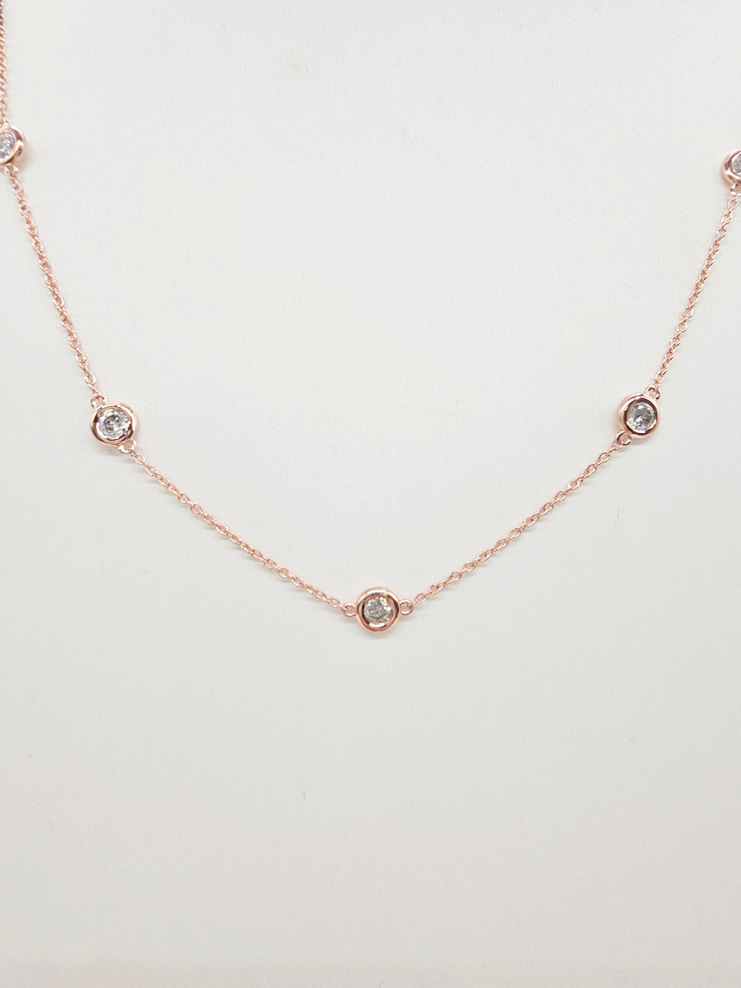1.48 ct Natural Diamond by the Yard Necklace in 14K Rose Gold