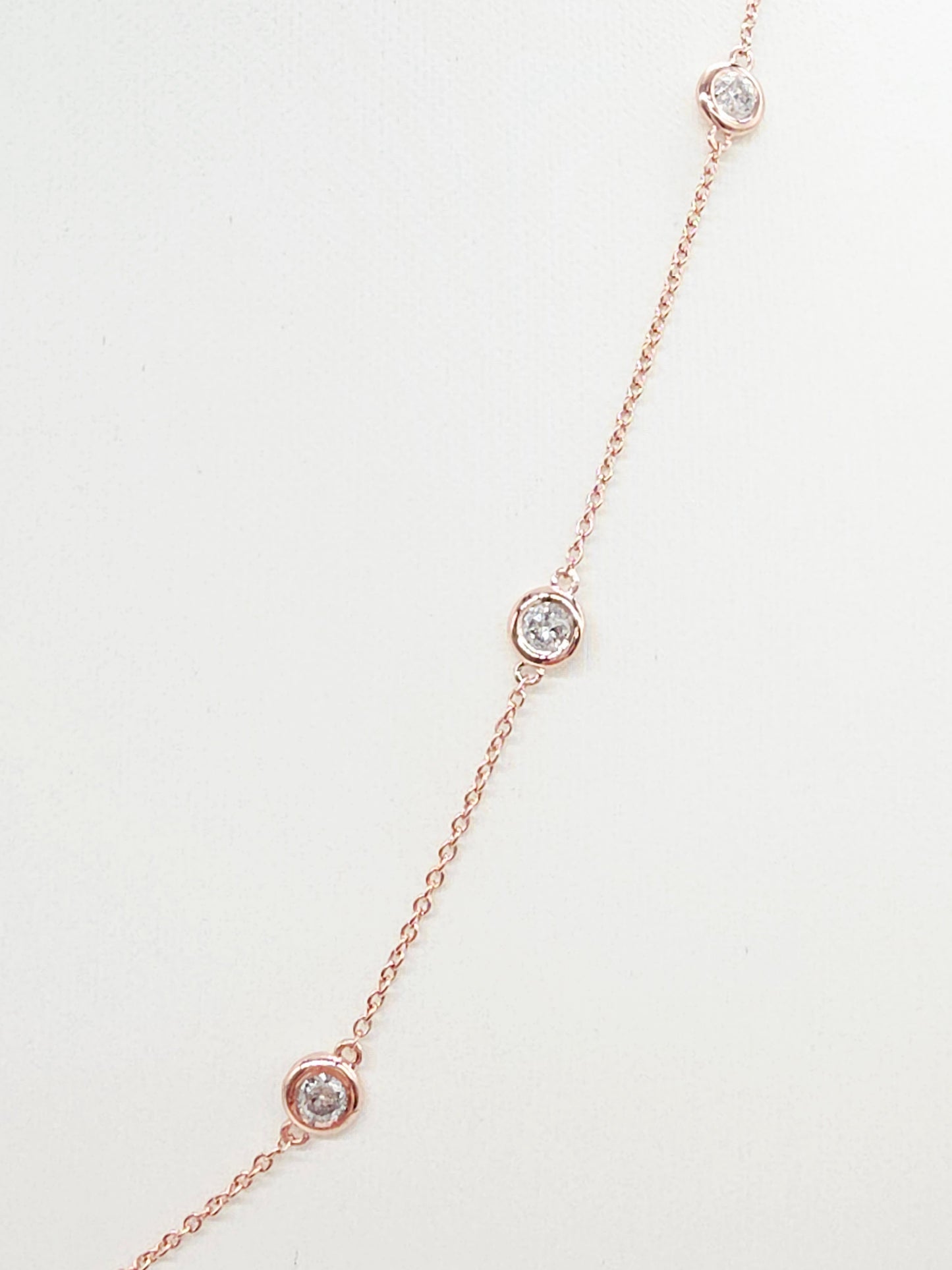 1.48 ct Natural Diamond by the Yard Necklace in 14K Rose Gold
