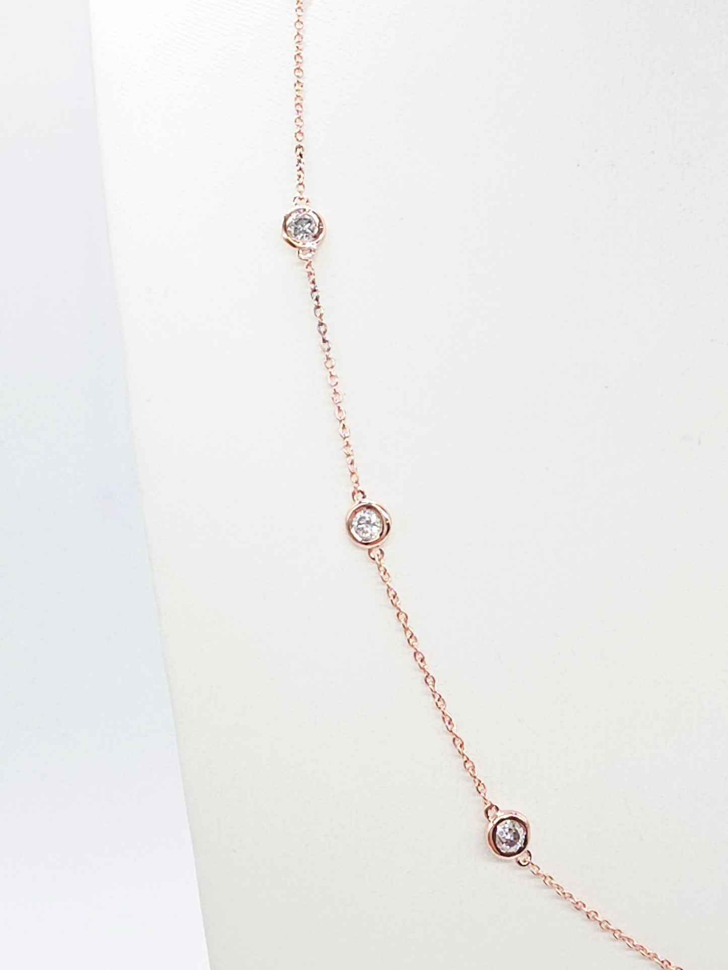1.48 ct Natural Diamond by the Yard Necklace in 14K Rose Gold