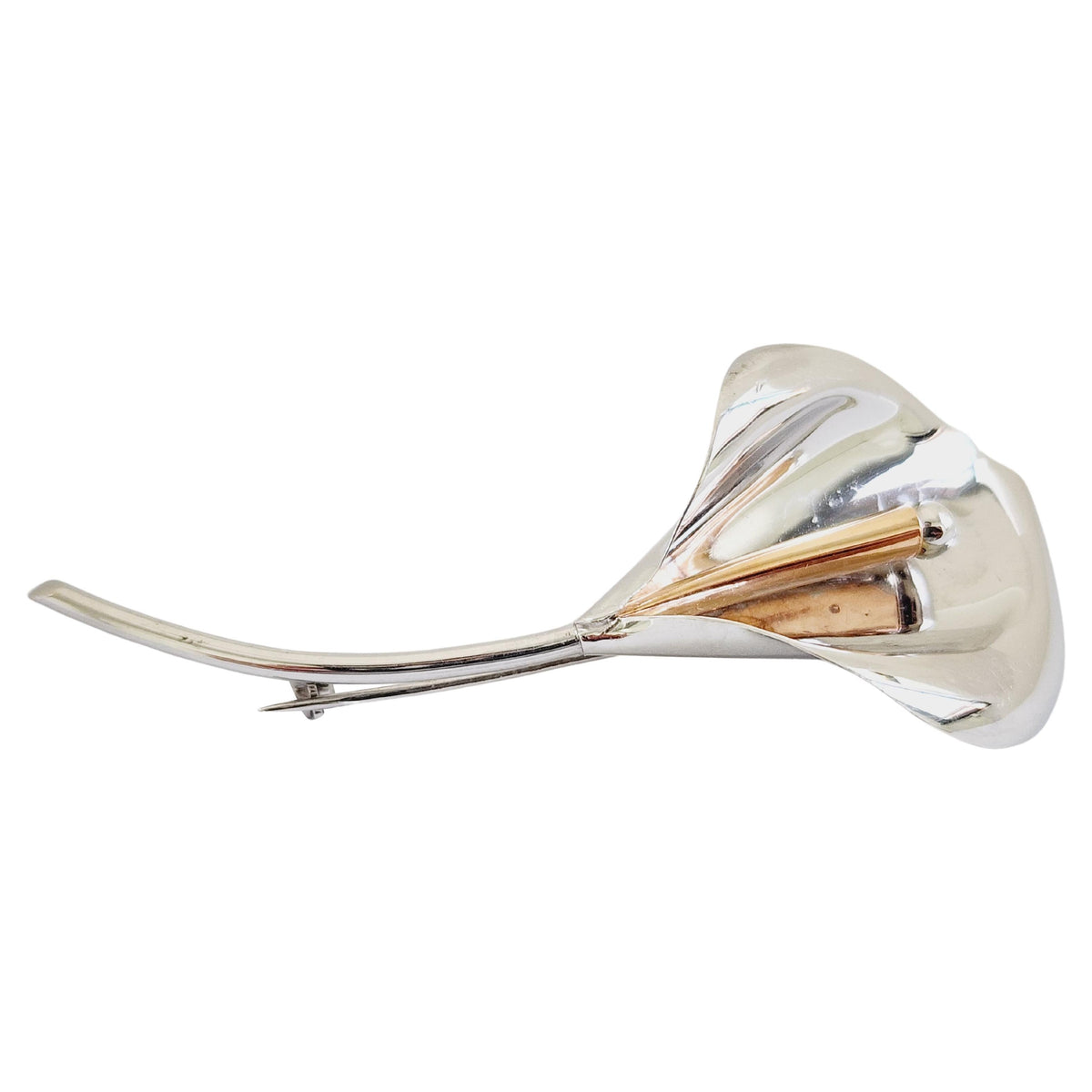 WHOLESALE VALUE, Flower Blossom Brooch Pin White Gold 14 Karat