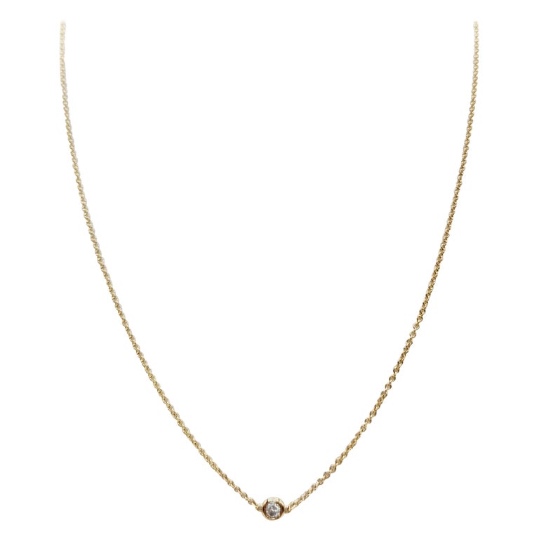 0.13 Carat Natural Diamond by the Yard Necklace 14 Karat Yellow Gold 18''