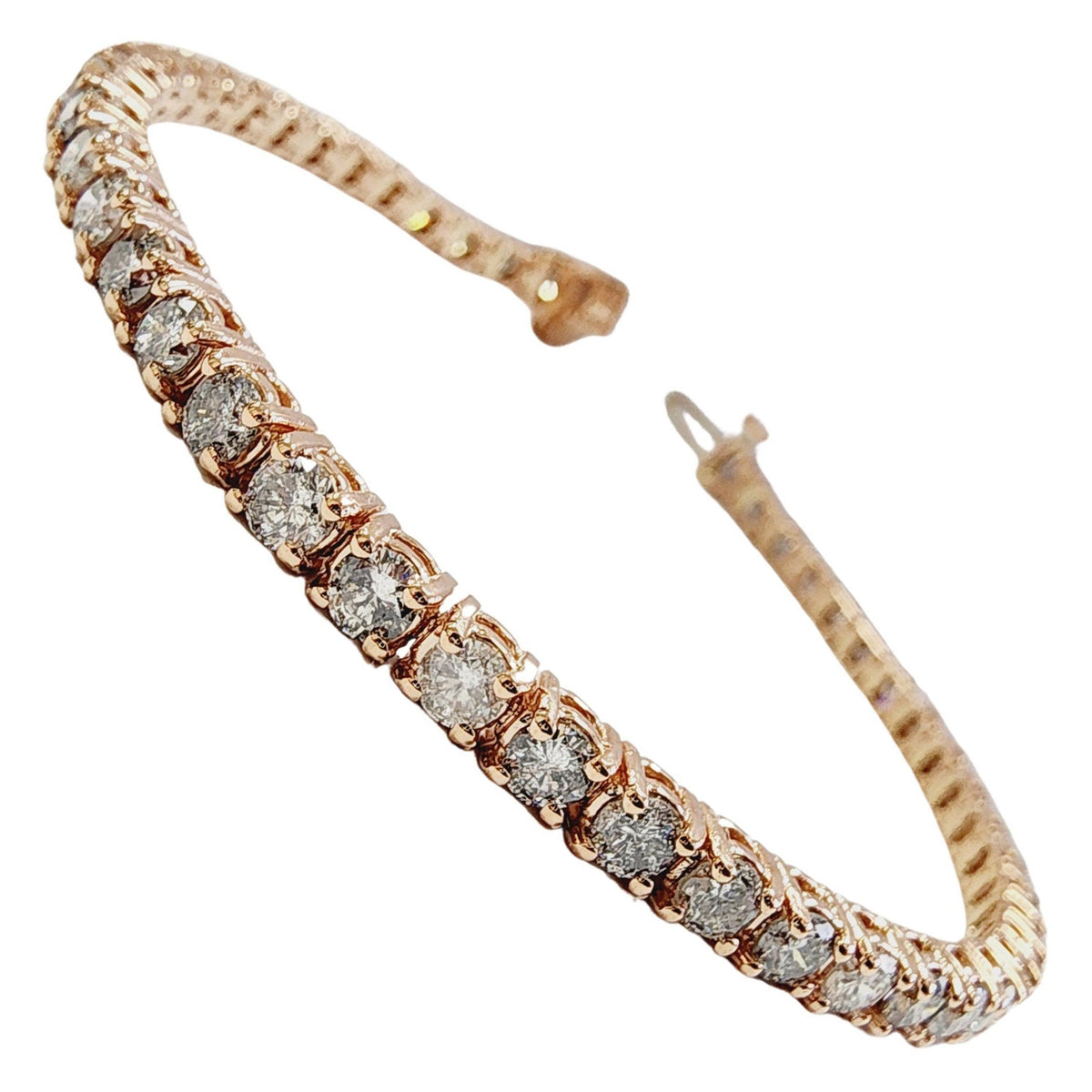 6.02 Cts Natural Diamond Tennis Bracelet 14 Karat Rose Gold