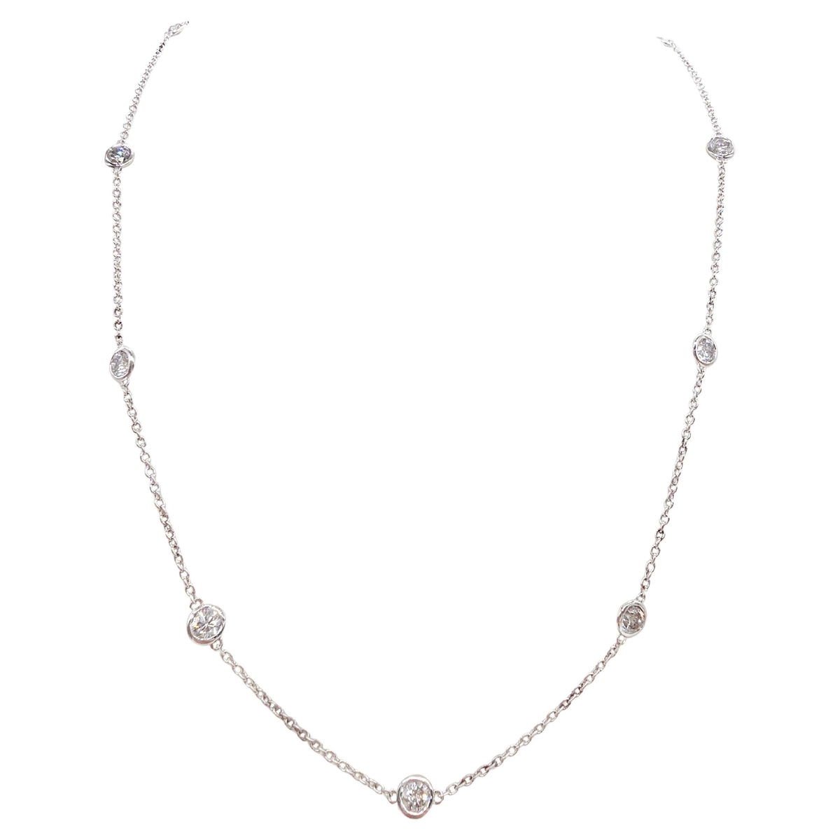 PRICE TO SELL- NO OFFER, 2.76 ct Natural Diamonds, 14K White Station Necklace