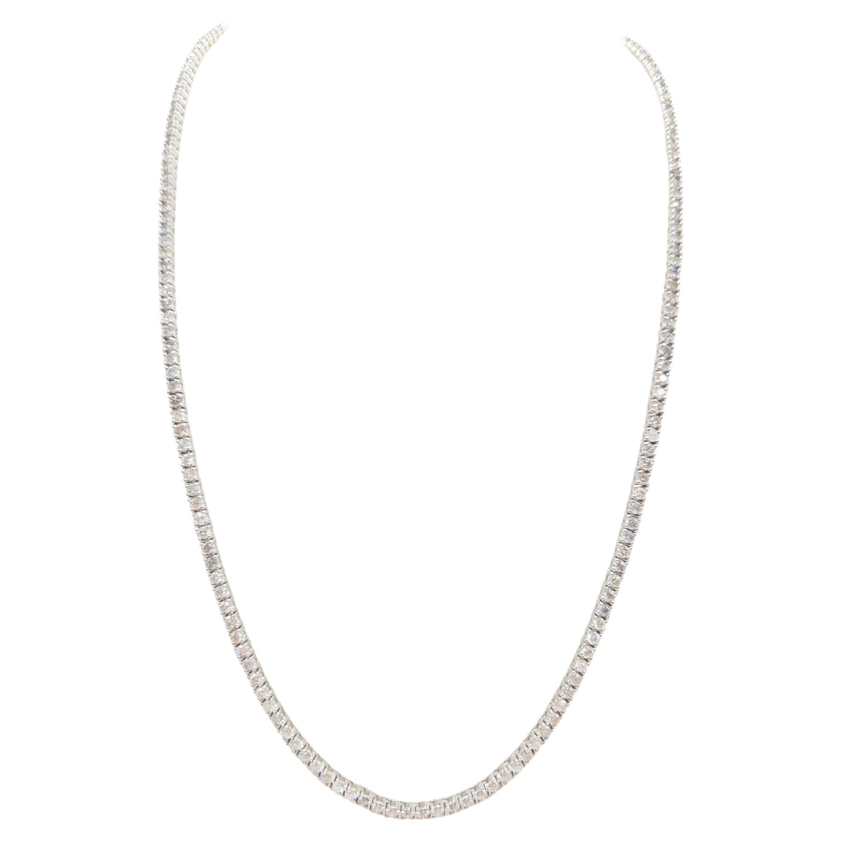 CLEARANCE, 10.87 ct Natural Diamond Tennis Necklace 14k White Gold 22"