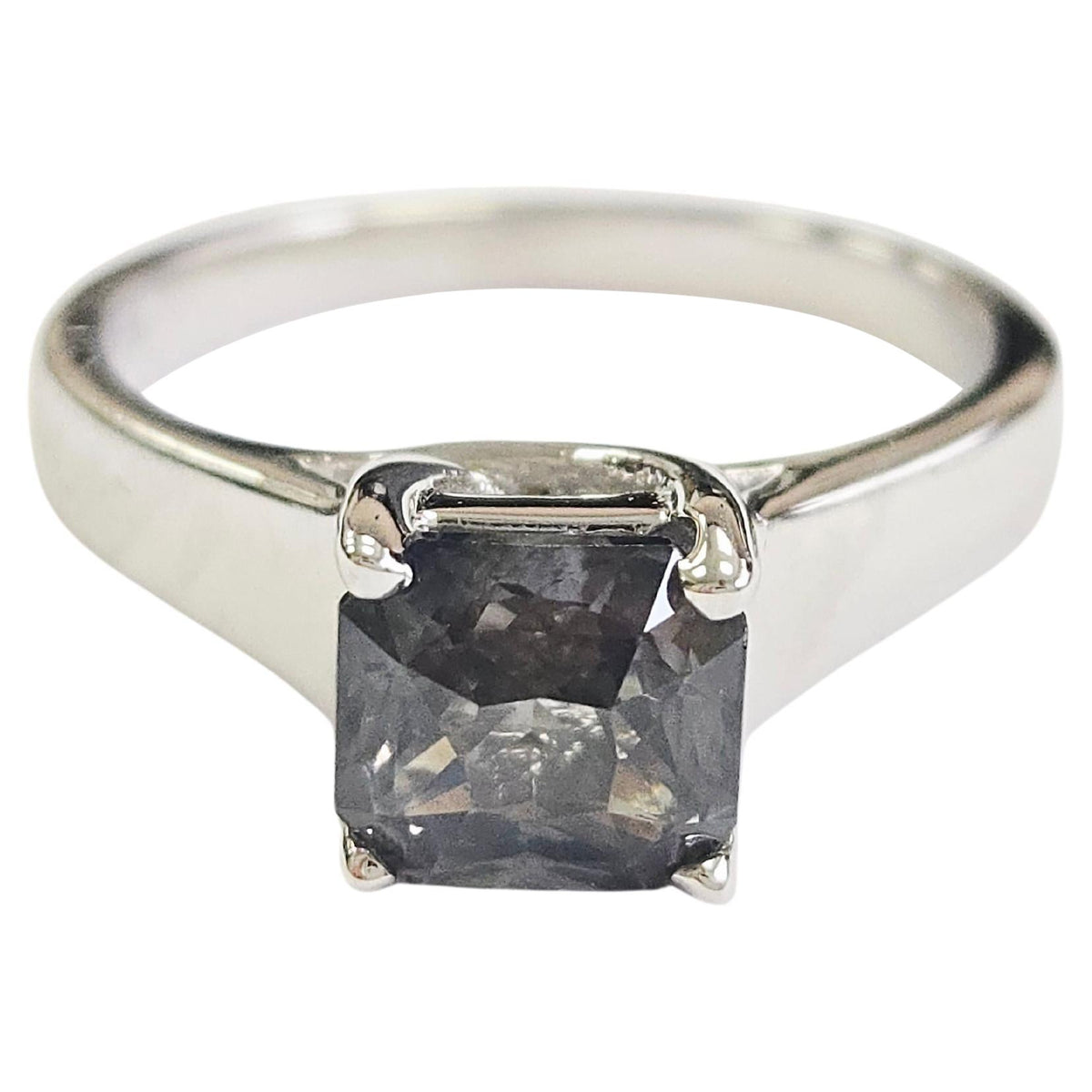 WEEK-LONG SALE, 2.32 Carat Radiant-Cut Natural Green Sapphire Ring in 14K White