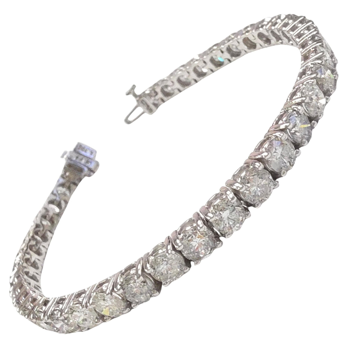 FLASH SALE, 12.97 Carat Natural Diamond Tennis Bracelet 14k White Gold