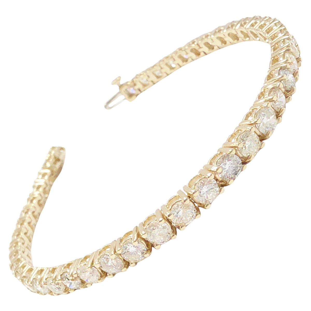 FLASH SALE, 8.05 Carat Natural Diamond Tennis Bracelet 14K Yellow Gold