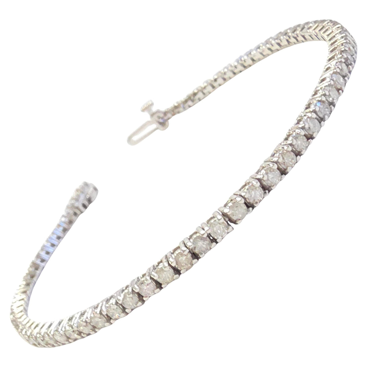WHOLESALE VALUE, 2.26 Carat Natural Diamond Tennis Bracelet 14 Karat White Gold