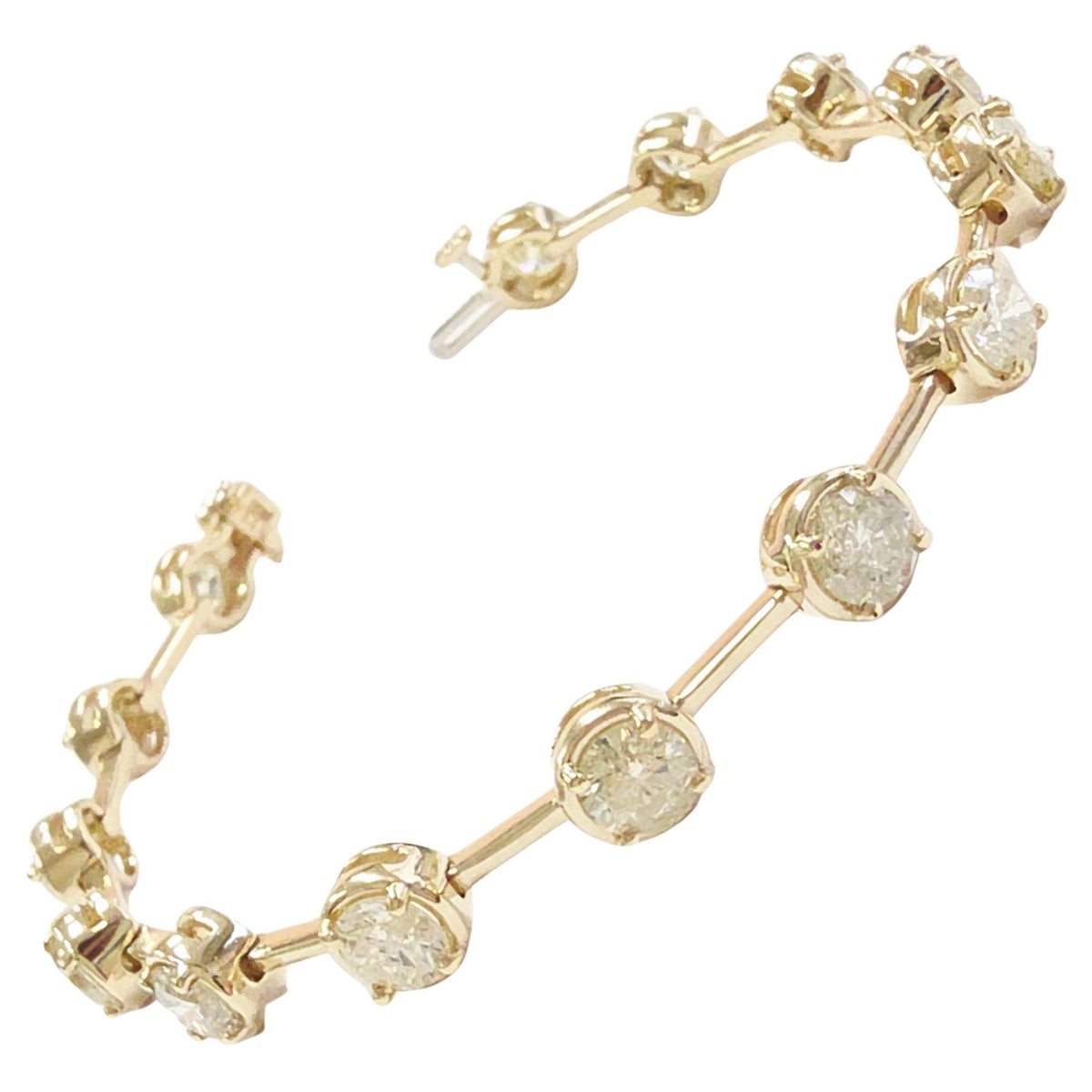 MONTH LONG CLEARANCE, 7.28 Carat Natural Diamond Bar Bracelet 14K Yellow Gold