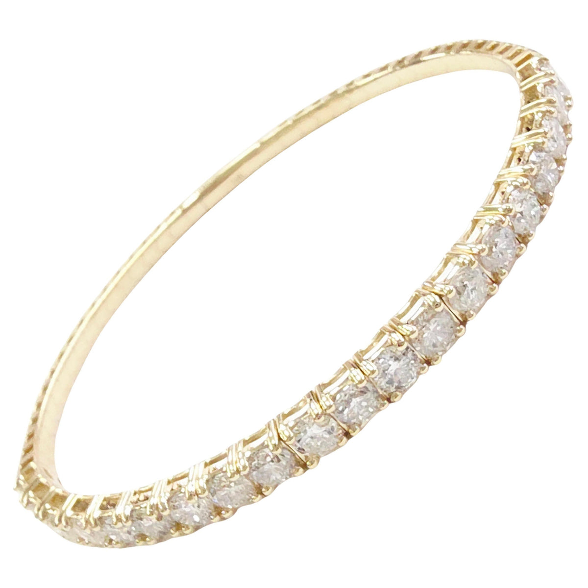 PRICED WHOLESALE, 5.01 Cts Natural Diamonds 14K Yellow Gold Flexible Bangle