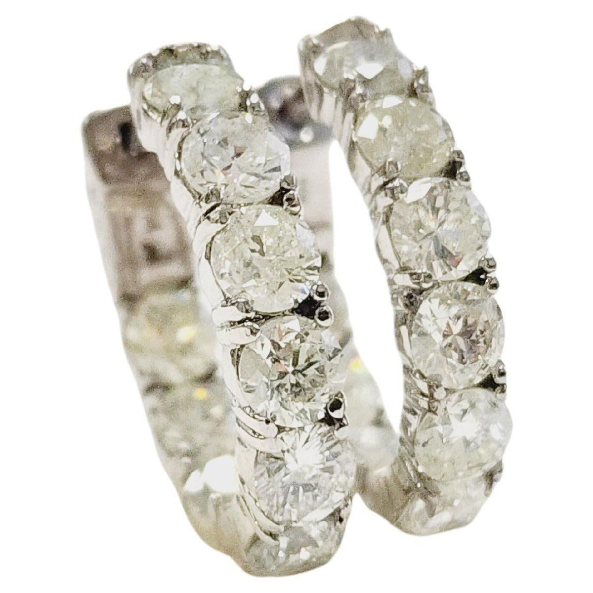 PRICED WHOLESALE, 4.01 Cts Natural Diamond Huggie Hoops Earrings 14K White Gold