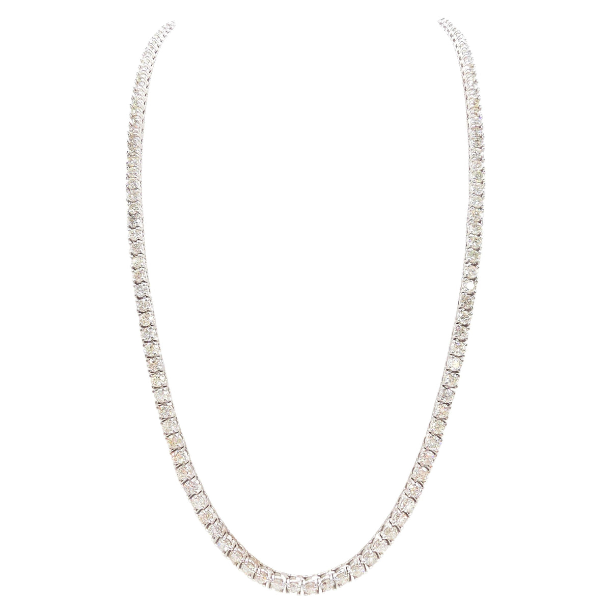 PRICE TO SELL- NO OFFER, 20.30 ct Natural Diamond Tennis Necklace 14K White 22''