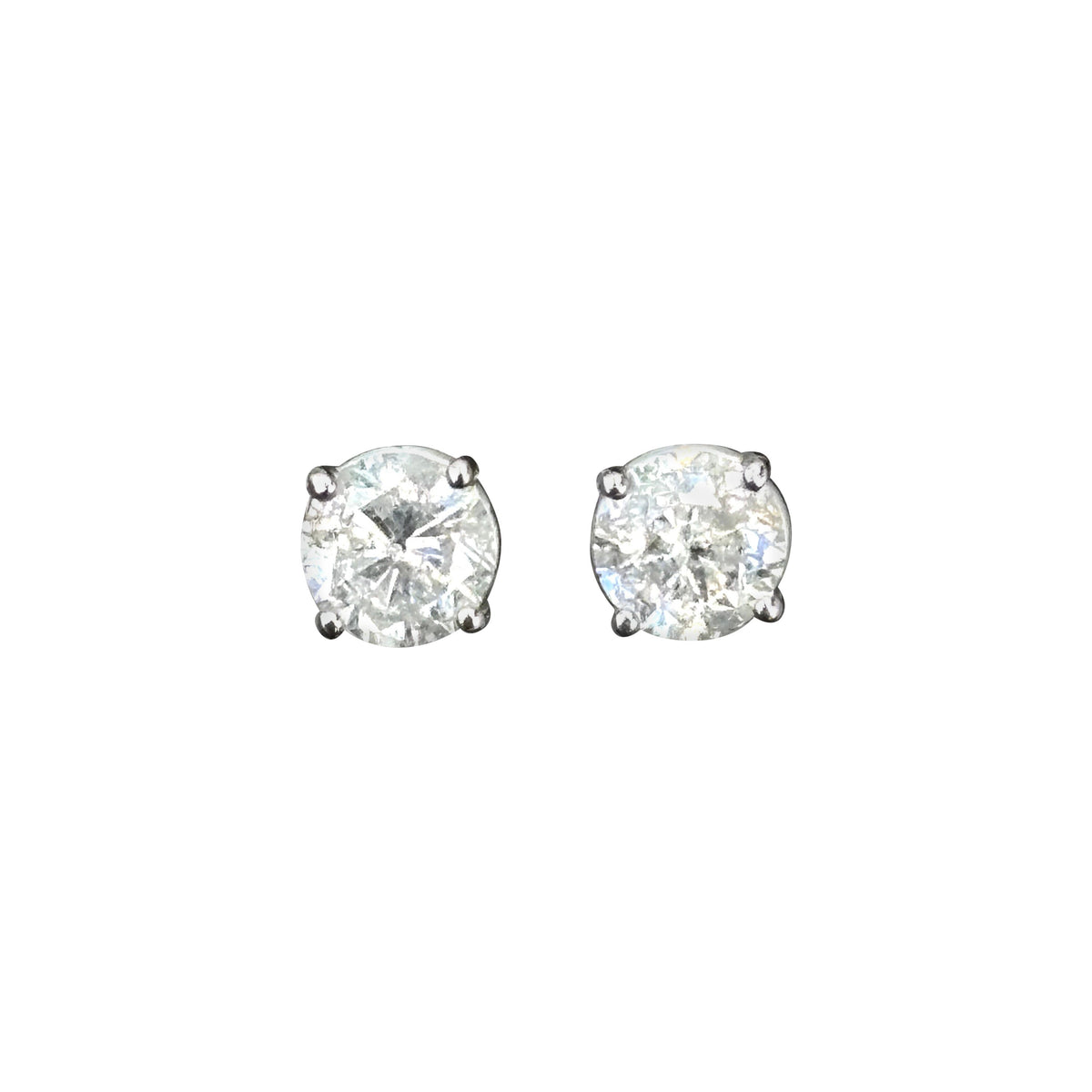 2.07 ct Round Diamond Stud Earrings in 14K White Gold