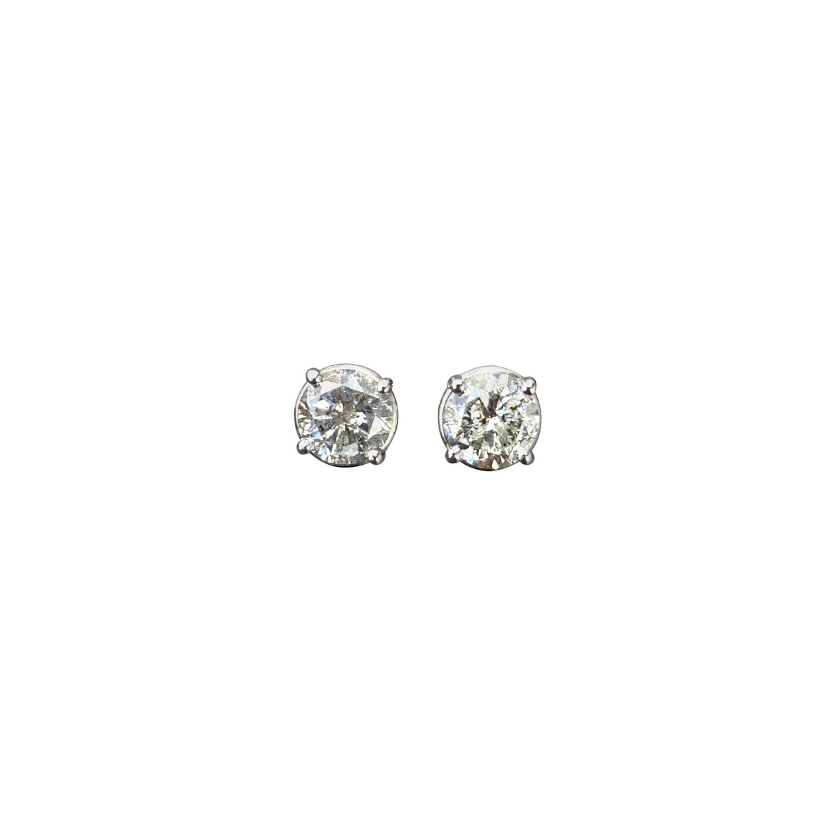 1.93 ct Round Diamond Stud Earrings in 14K White Gold