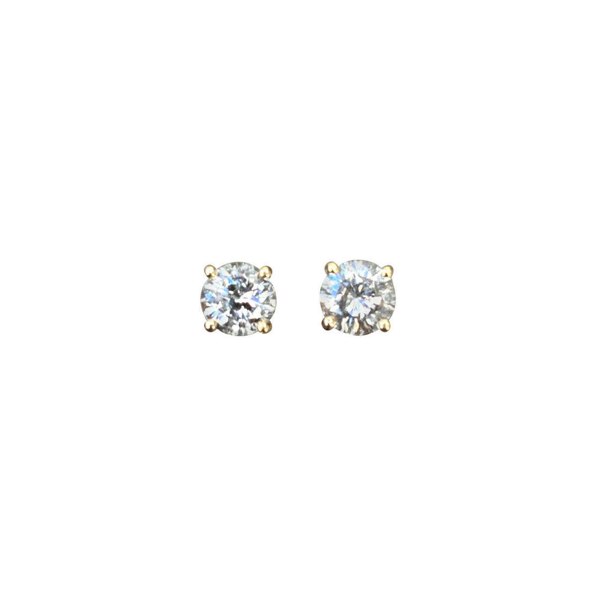 MARKDOWN MARTINI MOUNTING, 2.07 Carats Round Diamond Stud Earrings 14K Yellow
