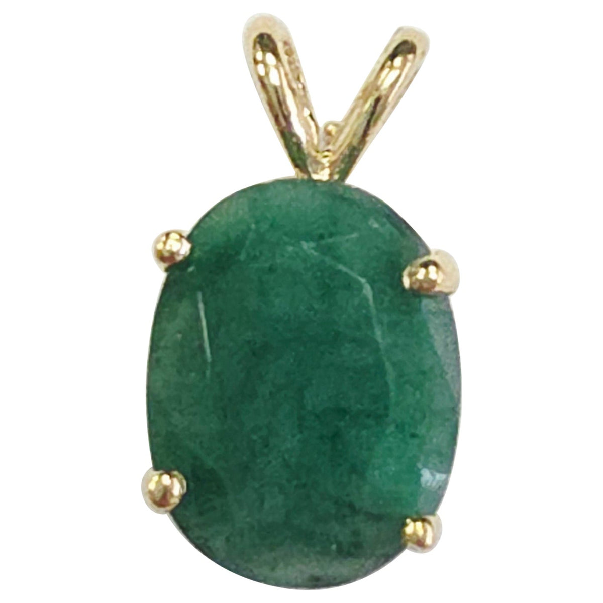 BLOWOUT PRICE, 3.17 Carats Natural Emerald Pendant Yellow Gold 14 Karat