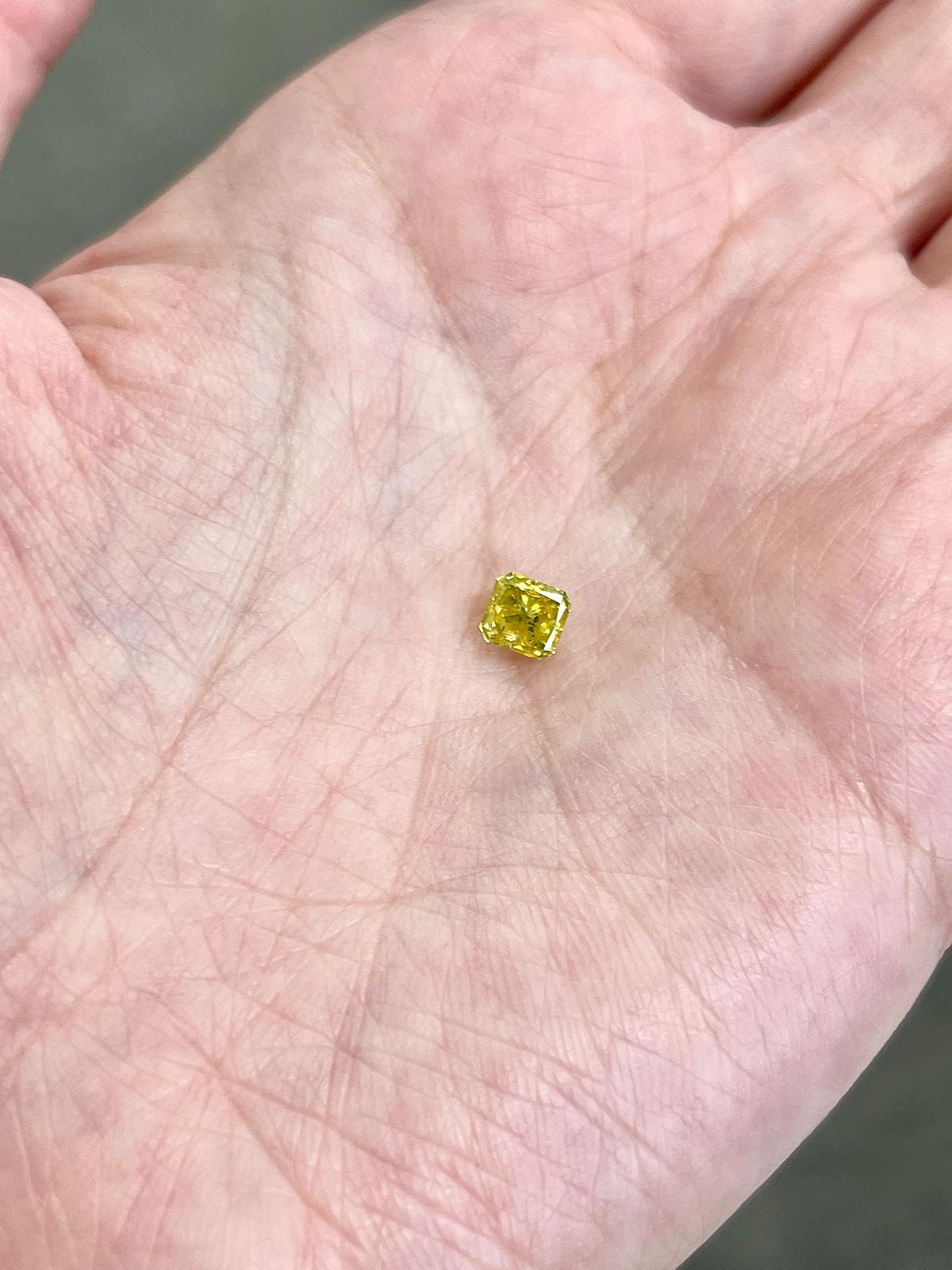 ONE-DAY CLOSEOUT SALE, 0.78 Carat Fancy Vivid Yellow Radiant Loose Diamond
