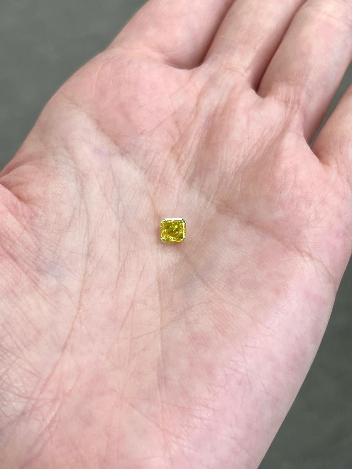 ONE-DAY CLOSEOUT SALE, 0.78 Carat Fancy Vivid Yellow Radiant Loose Diamond