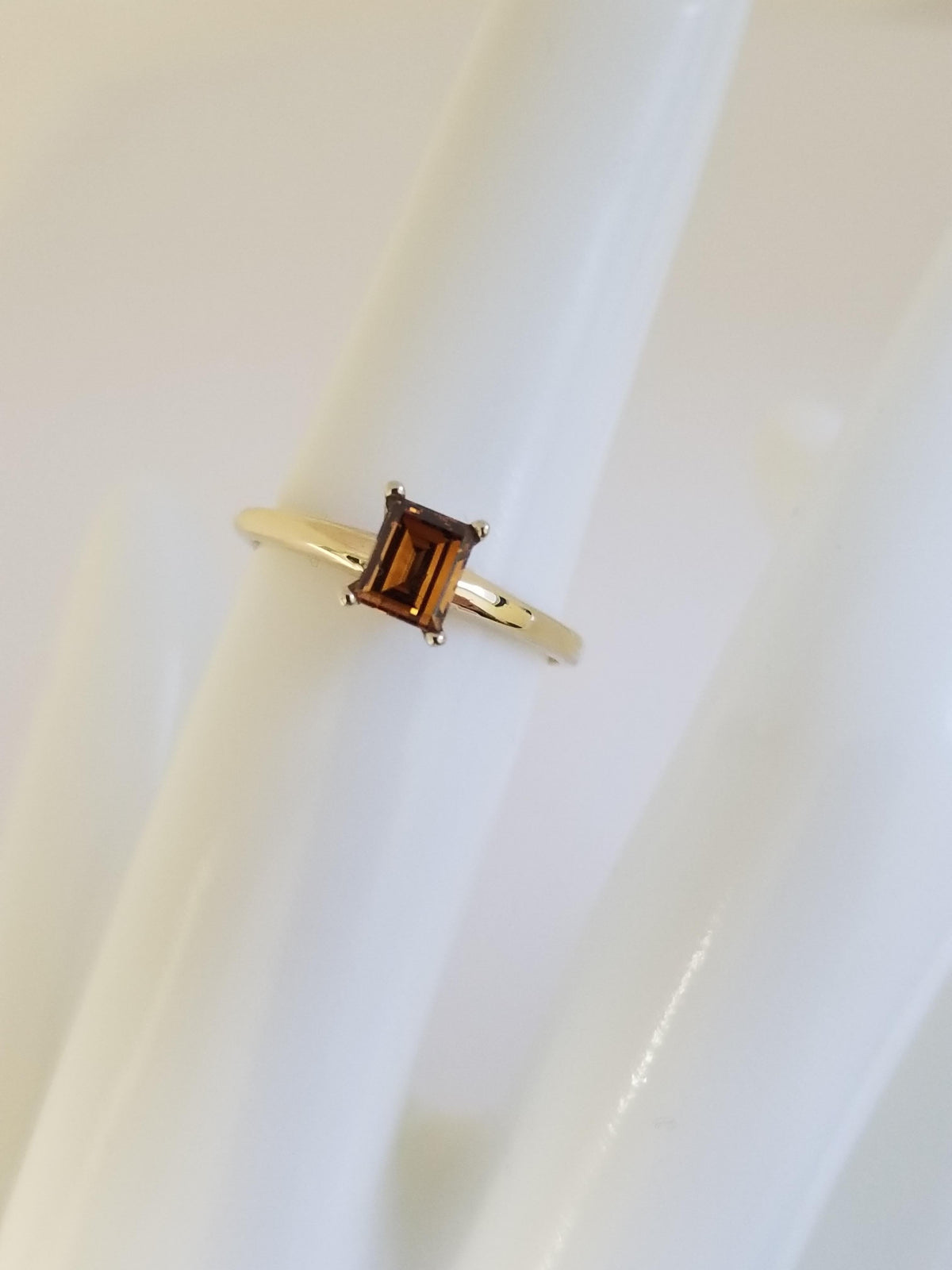PRICE TO SELL, 0.44 Carat Emerald Cut Fancy Color 2 Tone Diamond Ring 14K IGI