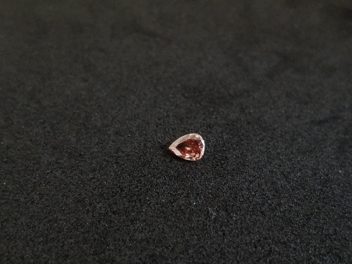 GIA CLEARANCE, 0.15 Carat Natural Fancy Deep Orange Brown Pear Shape Diamond