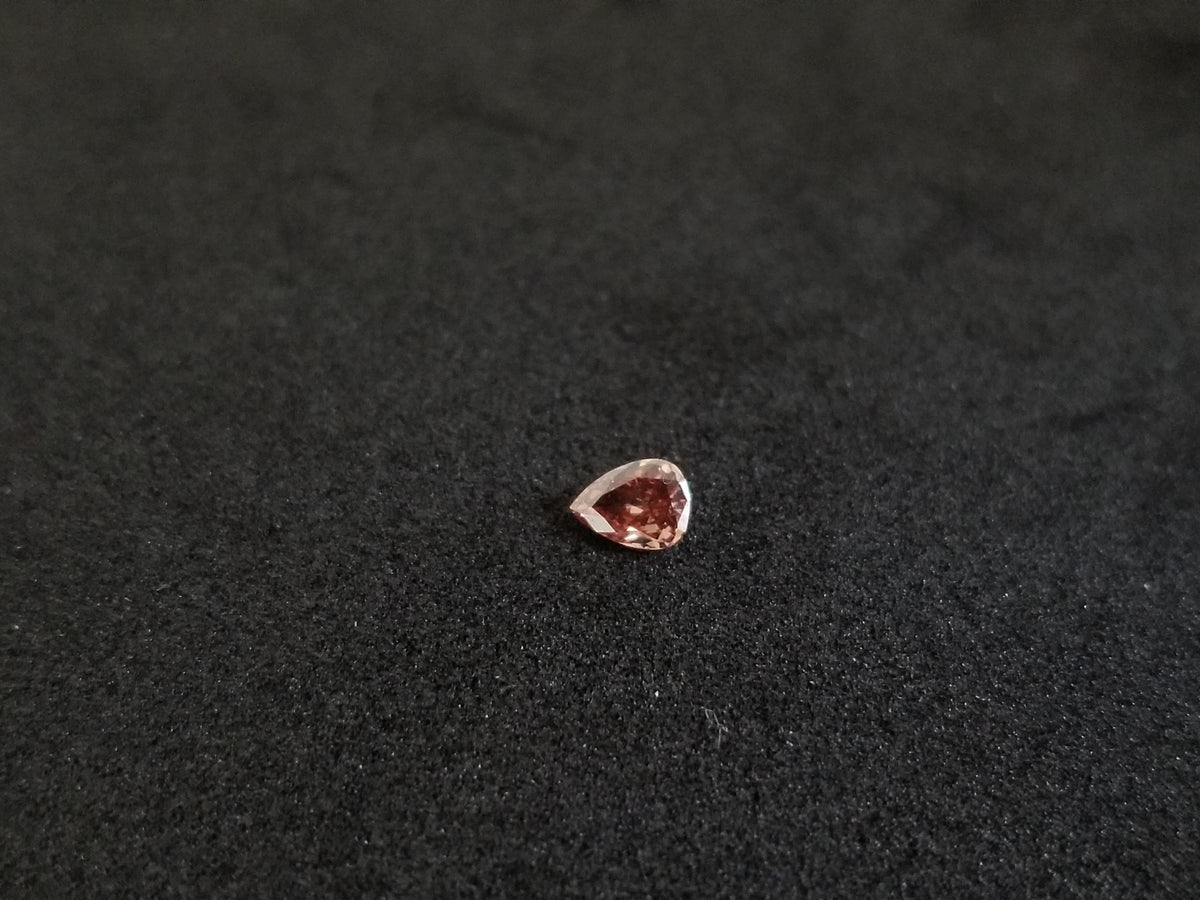 GIA CLEARANCE, 0.15 Carat Natural Fancy Deep Orange Brown Pear Shape Diamond