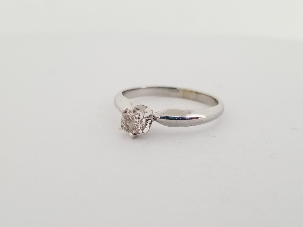 GIA CLEARANCE, 0.50 Carat Cushion Fancy Pink - Brown Diamond White Gold Ring 14k