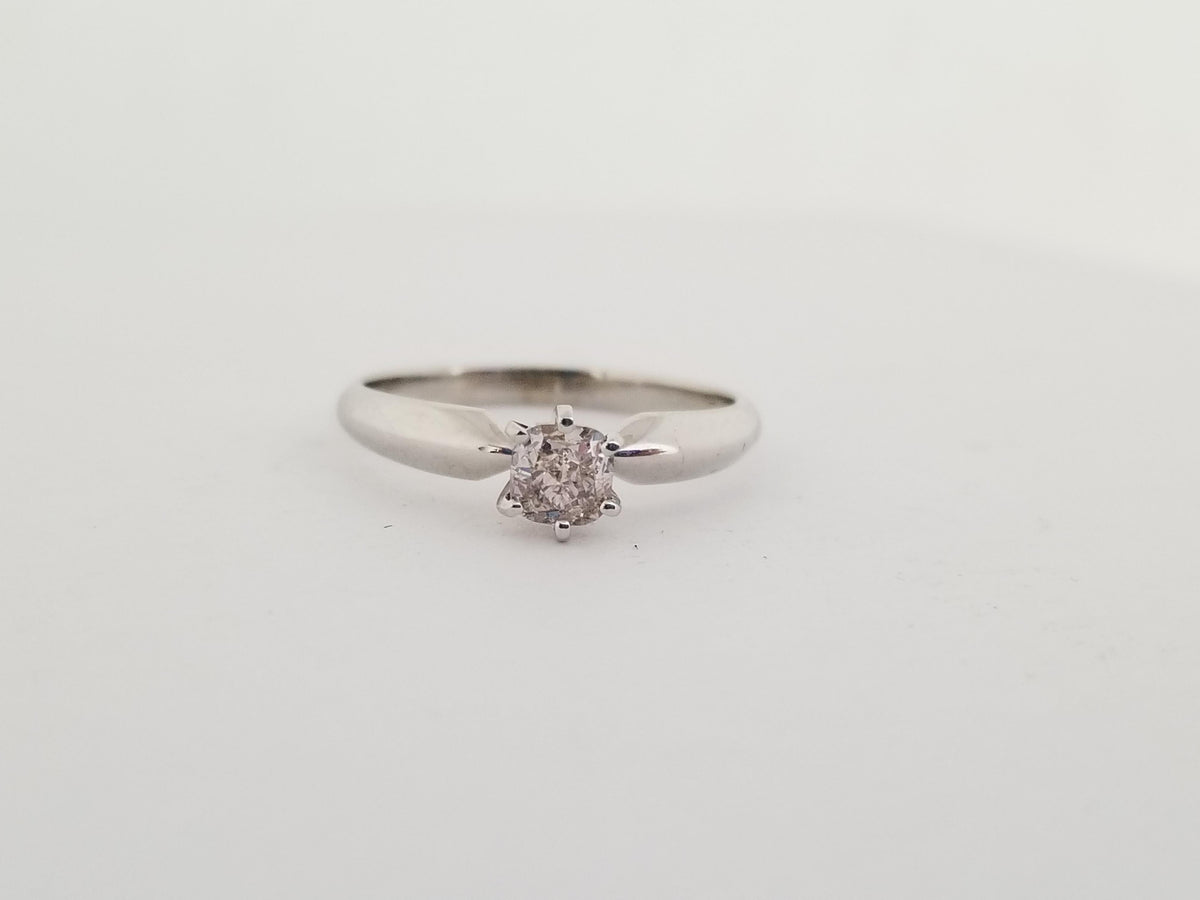 GIA CLEARANCE, 0.50 Carat Cushion Fancy Pink - Brown Diamond White Gold Ring 14k