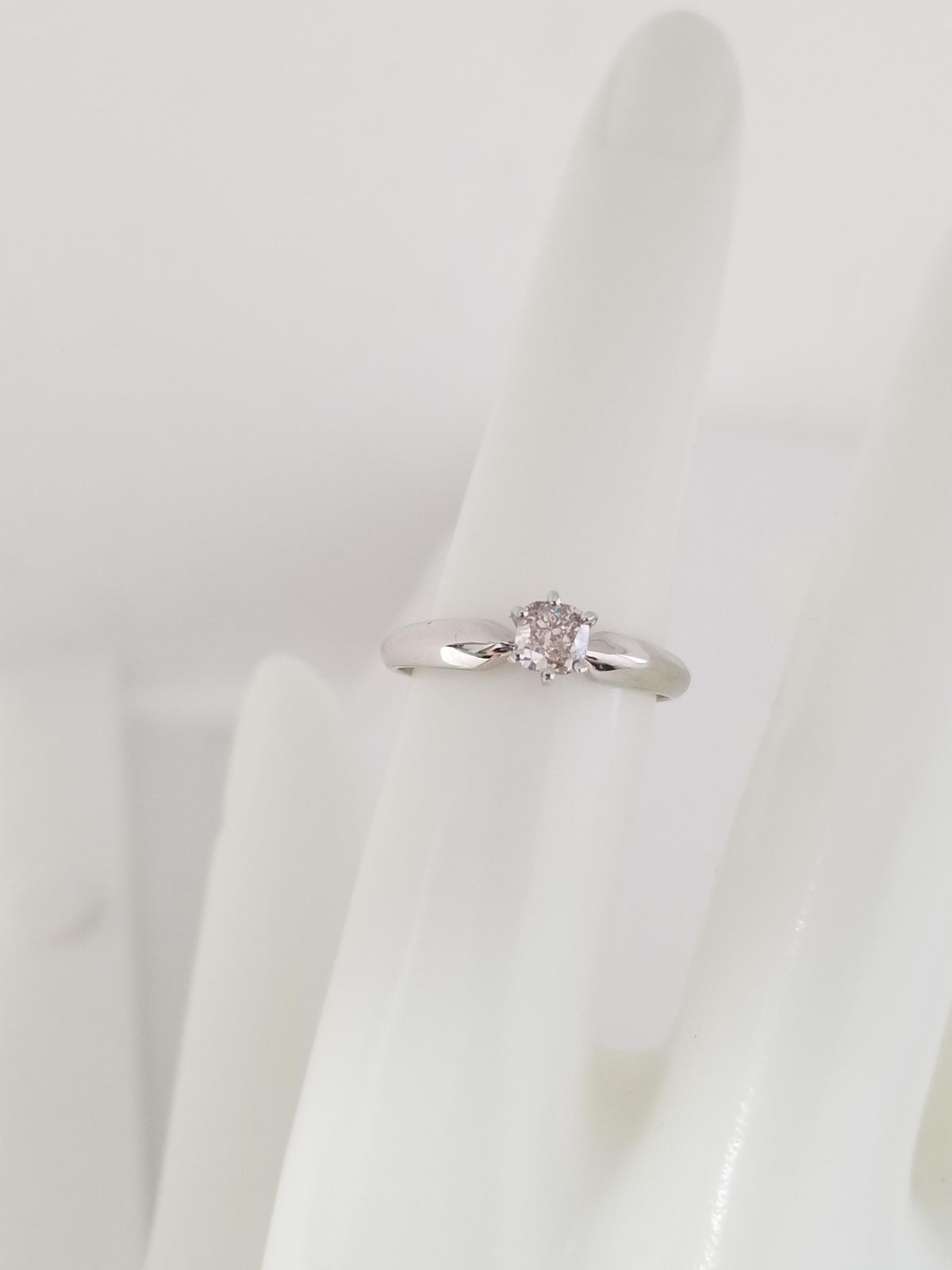 GIA CLEARANCE, 0.50 Carat Cushion Fancy Pink - Brown Diamond White Gold Ring 14k