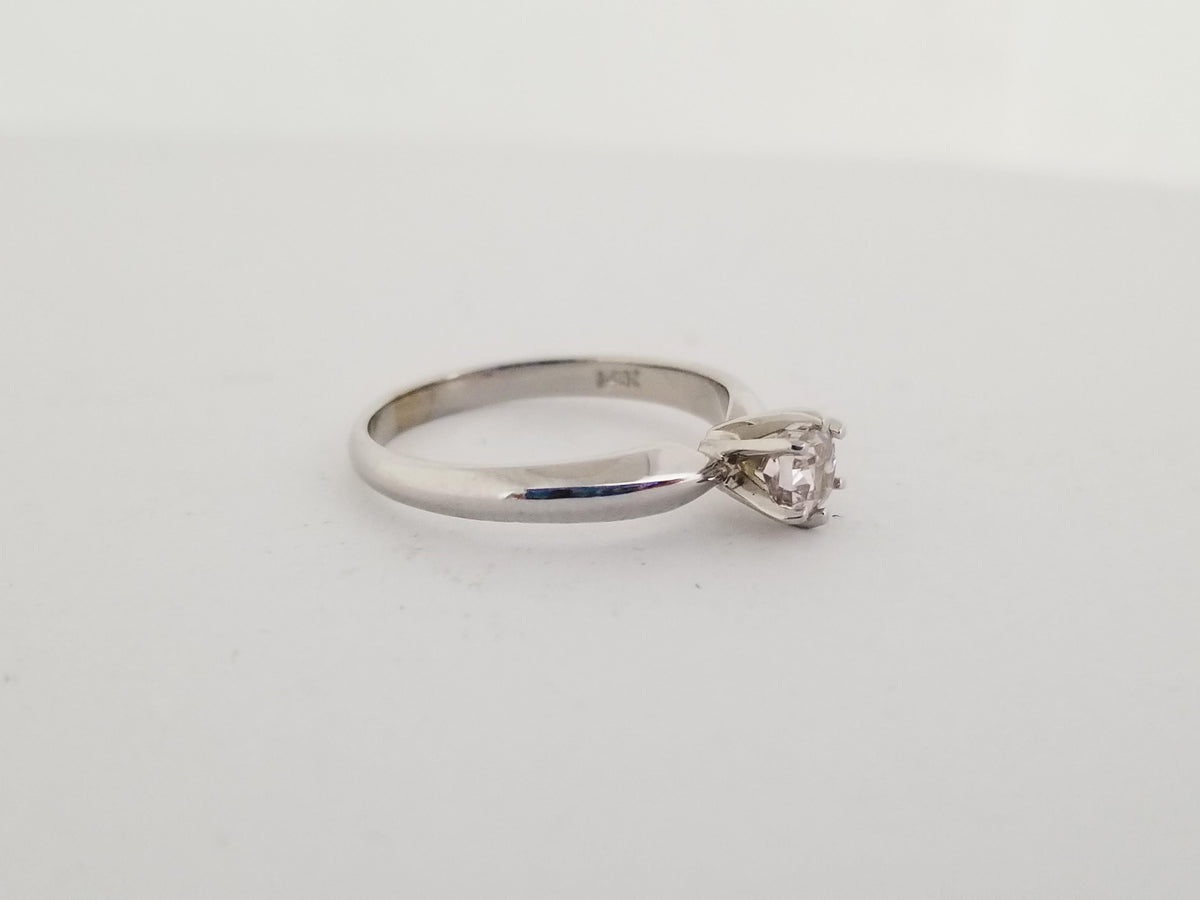 GIA CLEARANCE, 0.50 Carat Cushion Fancy Pink - Brown Diamond White Gold Ring 14k