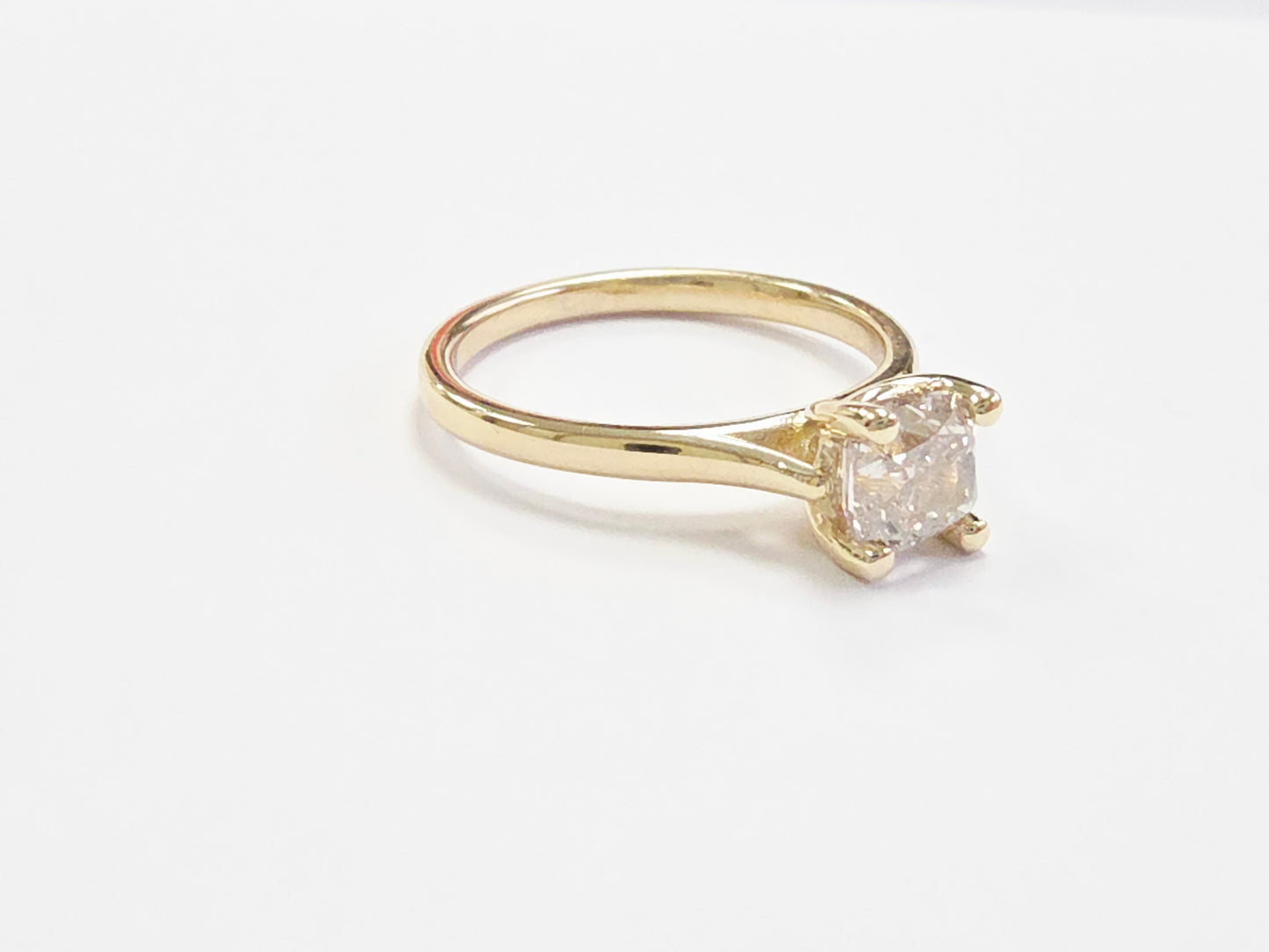 GIA 1.13 Carat Natural Very Light Brown Cushion Diamond 14K Yellow Gold Ring
