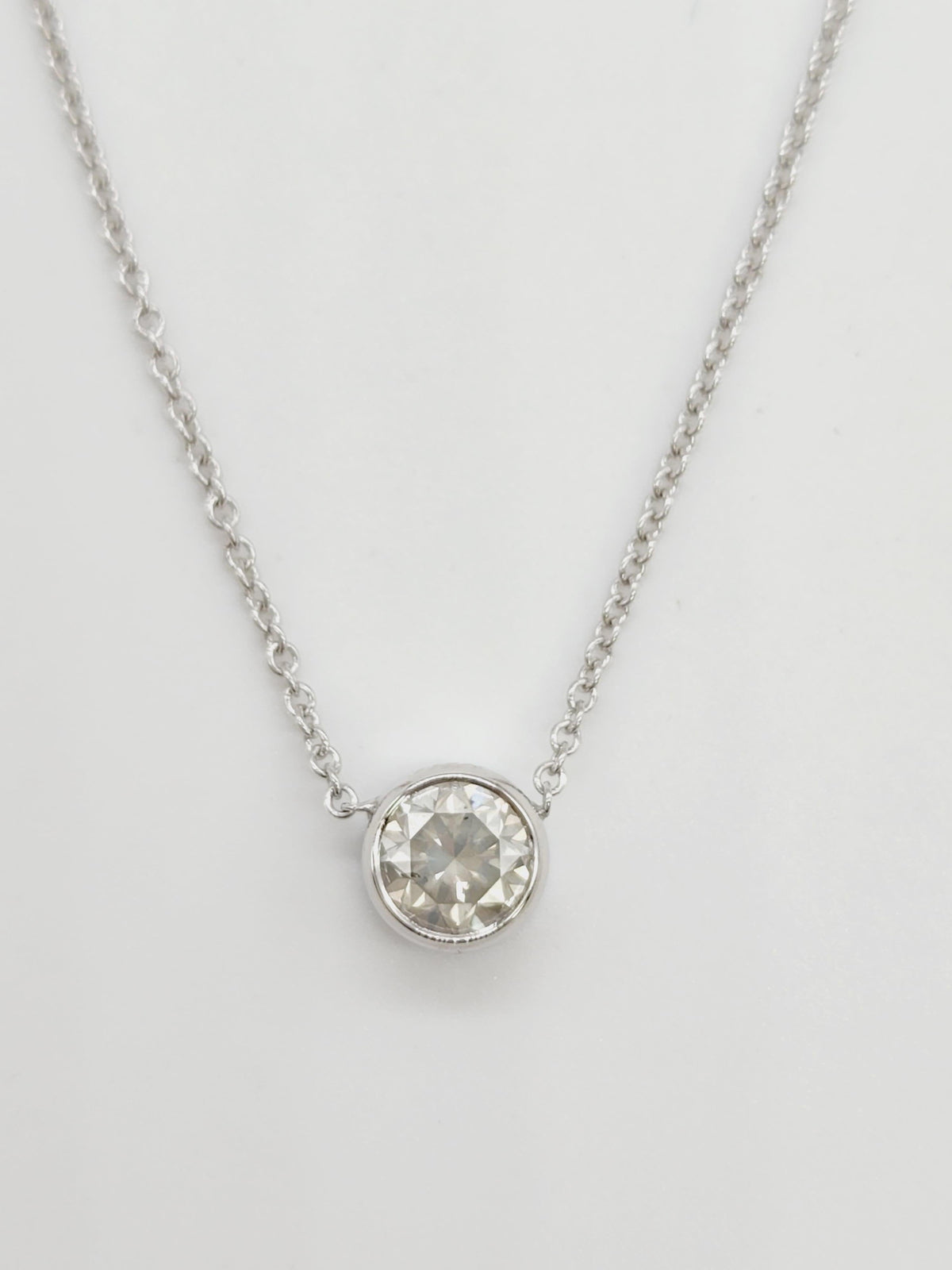 GIA CLOSEOUT, 0.91 Carat Round Light Gray Diamond Pendant 14K White
