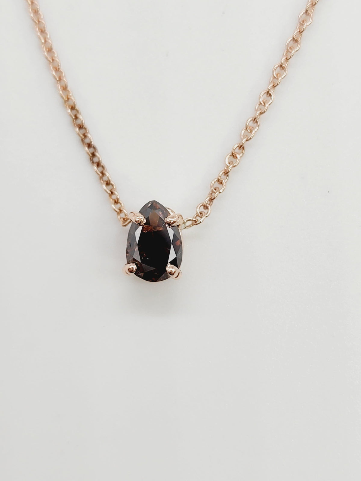 DISCOUNT GIA , 0.69 Carats Fancy Dark Brown Diamond Pear Pendant Rose 14K