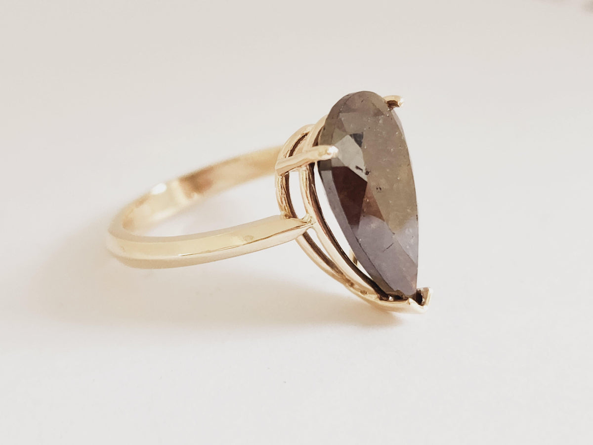 PRICE TO SELL, 5.84ct Pear Shape Fancy Green Diamond Ring, 14k Yellow, IGI CERT