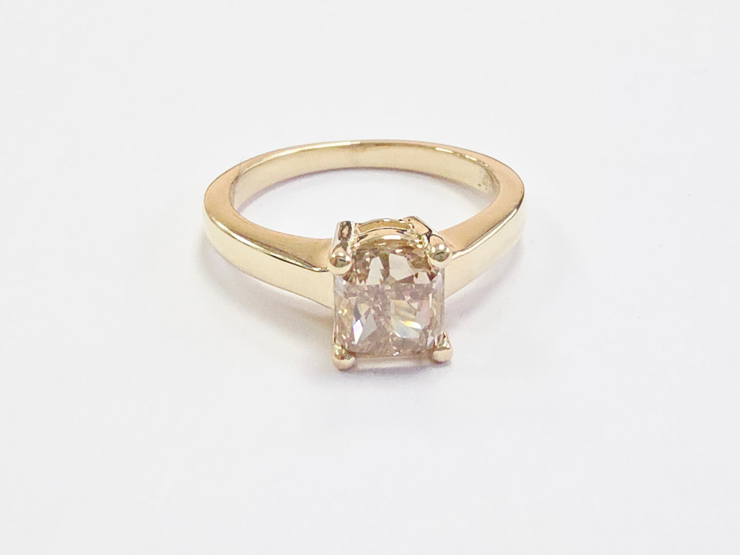 GIA 1.66 Carat Radiant Cut Fancy Brown-Yellow Diamond Solitaire Ring 14K Yellow Gold