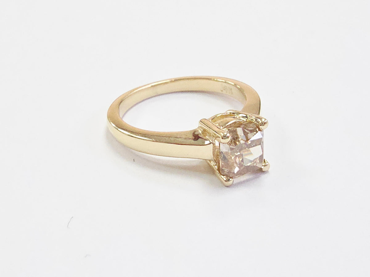 PRICE TO SELL- NO OFFERS, 1.66 ct Radiant Cut Fancy Brown-Yellow Diamond Ring