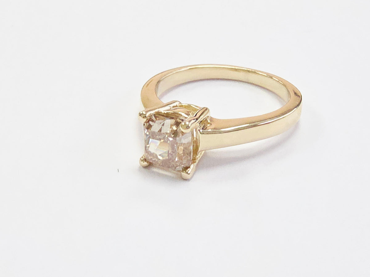 PRICE TO SELL- NO OFFERS, 1.66 ct Radiant Cut Fancy Brown-Yellow Diamond Ring