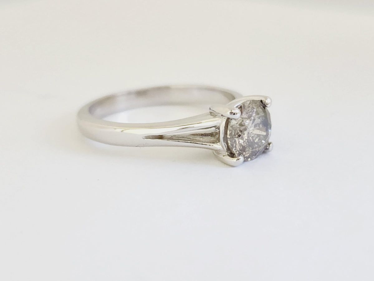 TRADE PRICING, IGI 1.01 Carat Natural Round Diamond Ring 14 Karat White Gold