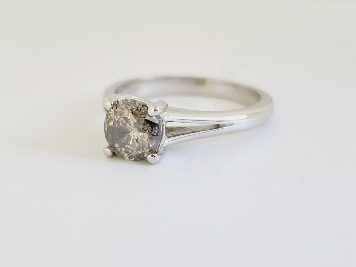 TRADE PRICING, IGI 1.01 Carat Natural Round Diamond Ring 14 Karat White Gold