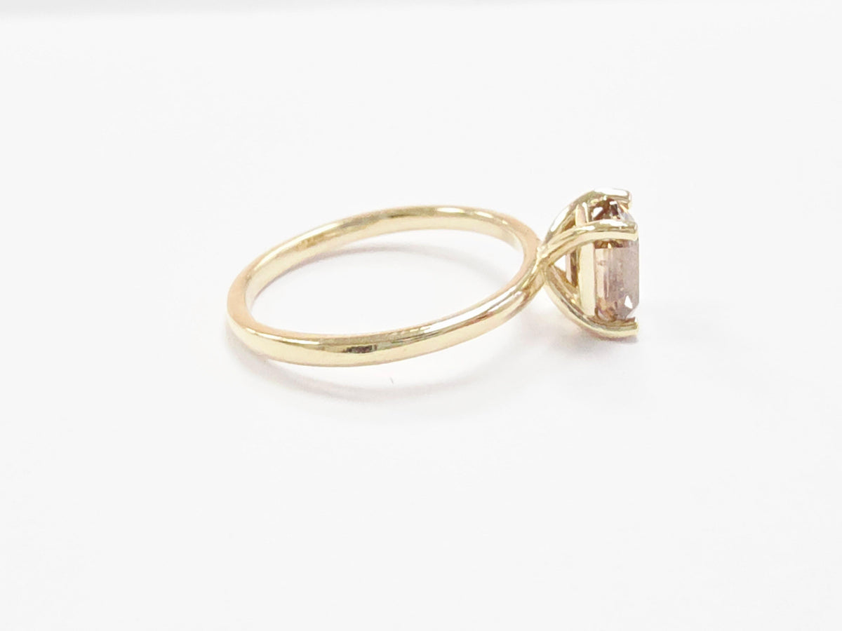 WEEK-LONG BLOWOUT SALE, 1.33 ct Emerald Fancy Yellow-Brown Diamond Ring 14k