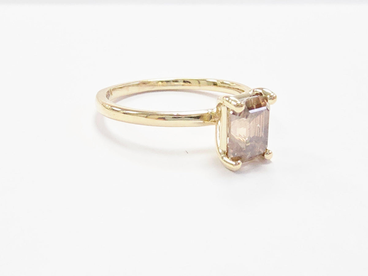 WEEK-LONG BLOWOUT SALE, 1.33 ct Emerald Fancy Yellow-Brown Diamond Ring 14k
